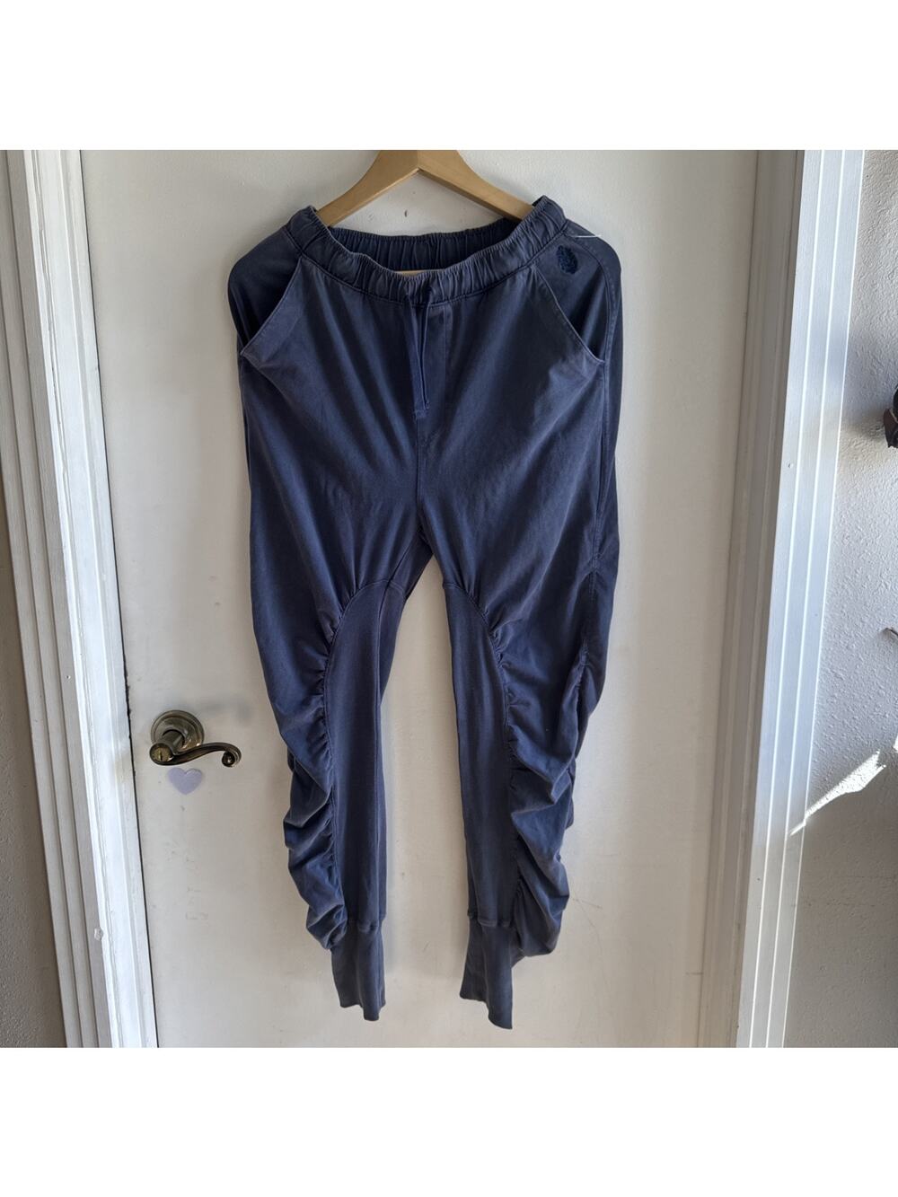 Euc Free People Hot Shot Shirred Pants XS Blue Super Comfy Great Elastic
